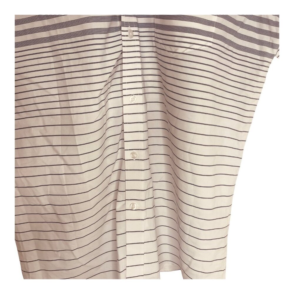 Club Room Men's Blue & White Color Block Stripe Short Sleeve Button Down Shirt - Picture 7 of 11